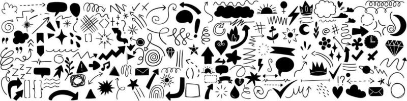 hand drawn set of doodle elements for your design. illustration vector