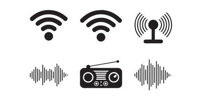 Black and White Wireless Technology Icons Minimalist Symbols for Digital Connectivity and Communication vector
