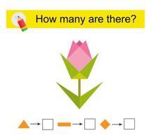 Math activity for kids. How many geometric shapes vector