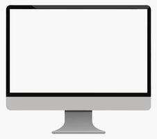 Modern Slim Computer Monitor with Silver Finish vector