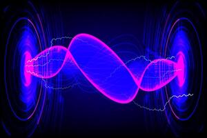 Abstract hi-tech and Technology background. Light waves glowing on a blue digital background with curved lines and futuristic energy design. vector
