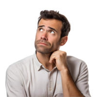 Intense expression of a man thinking transparent background studio portrait close-up thoughtful concept png
