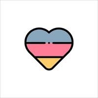 A heart shaped icon with a pink, blue and yellow color scheme vector