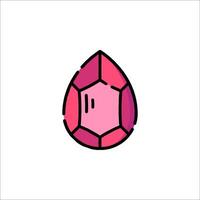 A pink gemstone icon in a line drawing vector
