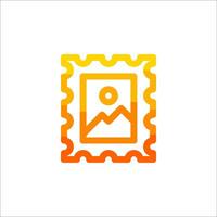 A postage stamp with a mountain and sun vector