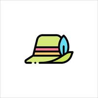A hat with a leaf on it is shown in a line drawing vector