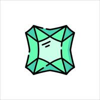 A green gemstone icon in a flat style vector