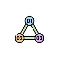 A triangle with three numbers on it vector