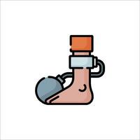 A foot with a ball and chain on it vector