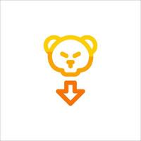 A bear head with an arrow pointing down vector