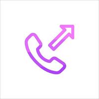 A purple phone icon with an arrow pointing to it vector