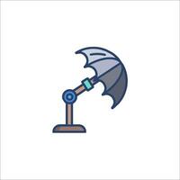 An umbrella on a stand with a light bulb vector