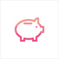 Piggy bank icon, pink and orange color vector