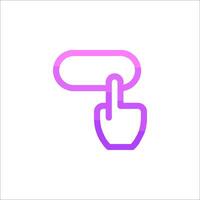 A purple and pink hand pointing to a button vector