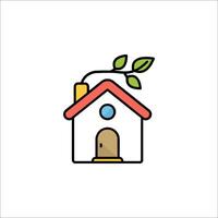 casa con árbol icono ilustración vector