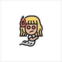 A cartoon girl with a fire in her hand vector