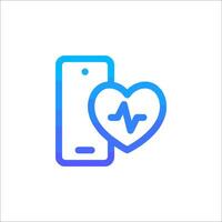 A phone with a heart and a heartbeat icon vector