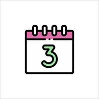 A calendar icon with the number three on it vector