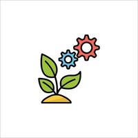A plant with gears on it and a white background vector