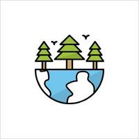 Earth and trees icon vector