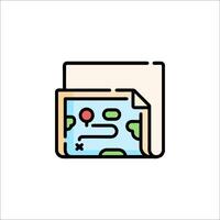 A map icon with a paper and a map inside vector