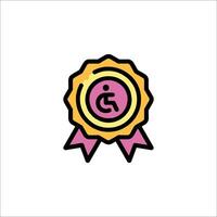 A badge with a wheelchair icon on it vector