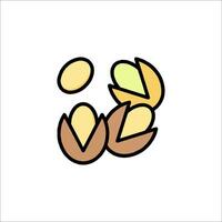 A line drawing of a nut and a nut shell vector