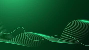 Abstract shining wave lines on dark green background. Dynamic wave pattern. Futuristic technology concept. vector