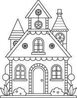 Charming fairytale house coloring page intricate design simple lines perfect for kids vector
