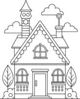 Adorable fairytale house coloring page charming design with simple lines perfect for kids vector