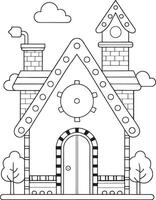 Adorable gears house coloring page simple design perfect for kids easy to print fun activity vector