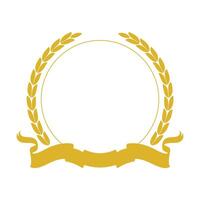 Golden Laurel Wreath Circle Frame with Ribbon vector