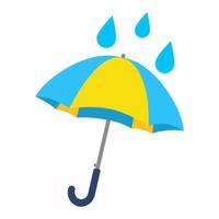 Umbrella with rain falling for use in weather-related designs or educational materials. vector