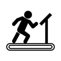 Person exercising using a treadmill on white background. vector