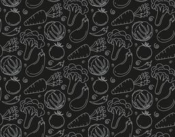 vegetable pattern drawing black background vector