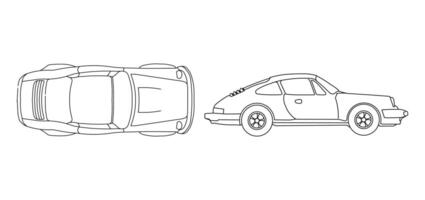 Car Outline Design Side Top Views vector