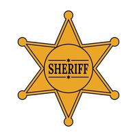 yellow sheriff star with the word sheriff on it vector