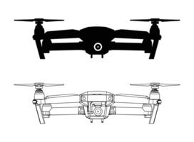 Drone Set Silhouette Outlines Icon Symbol vector