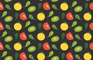 fresh tomato seamless pattern on black background vector