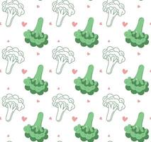 seamless broccoli pattern with flat green design vector