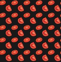 open sliced tomato seamless pattern on black vector