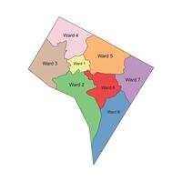 Flat color map of Washington DC wards vector
