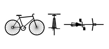 Bicycle Set Silhouette Side Top Front Views vector