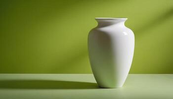 A white vase sitting on a table photo