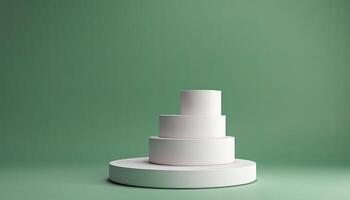 A white cake on a green background photo
