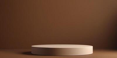 Round table in front of brown wall photo
