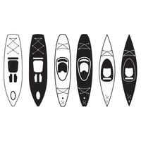 Kayak Silhouetters, Kayak outline, Kayak Split Monogram and Kayak Paddle vector