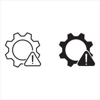 Technical warning black glyph icon. Program settings issue. Device configuration problem. Troubleshooting. Silhouette symbol on white space. Solid pictogram. isolated illustration vector