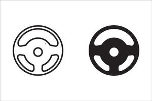 Steering wheel icon set. Outline and fill steering wheel. vector