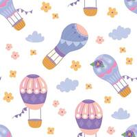 Colorful Hot Air Balloons Pattern Illustration. Endless textures for your design vector